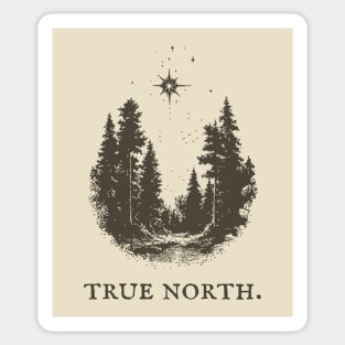 True North Star and Forest Illustration Sticker